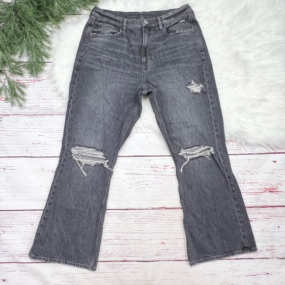 👖|•AMERICAN EAGLE•| Black 90s Flare Jeans Size 12 X-Short 👖 - Picture 1 of 5